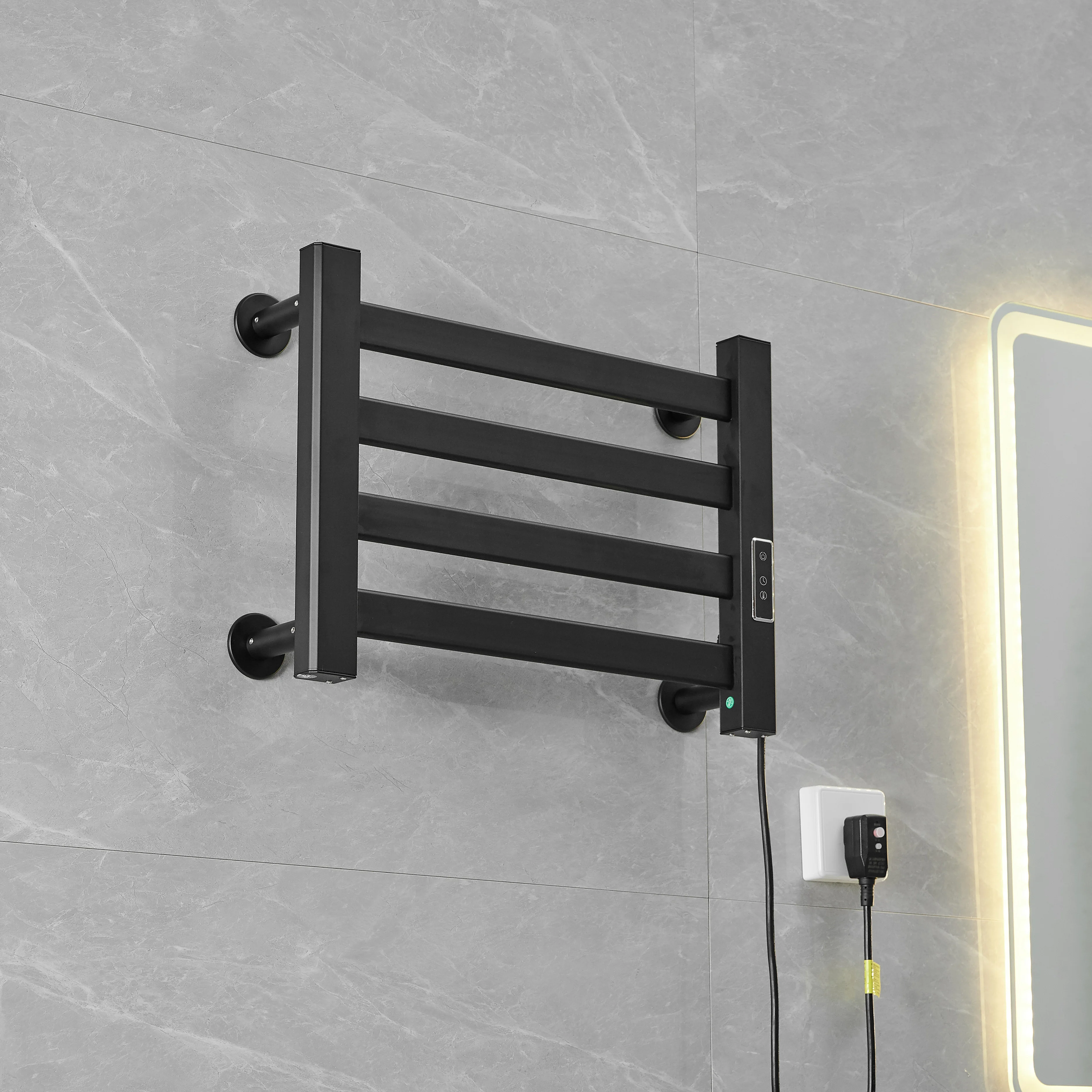 Aluminium warmer white black rotatable hanger bath shelf grey wall mounted drying storage heated bathroom electric towel rack