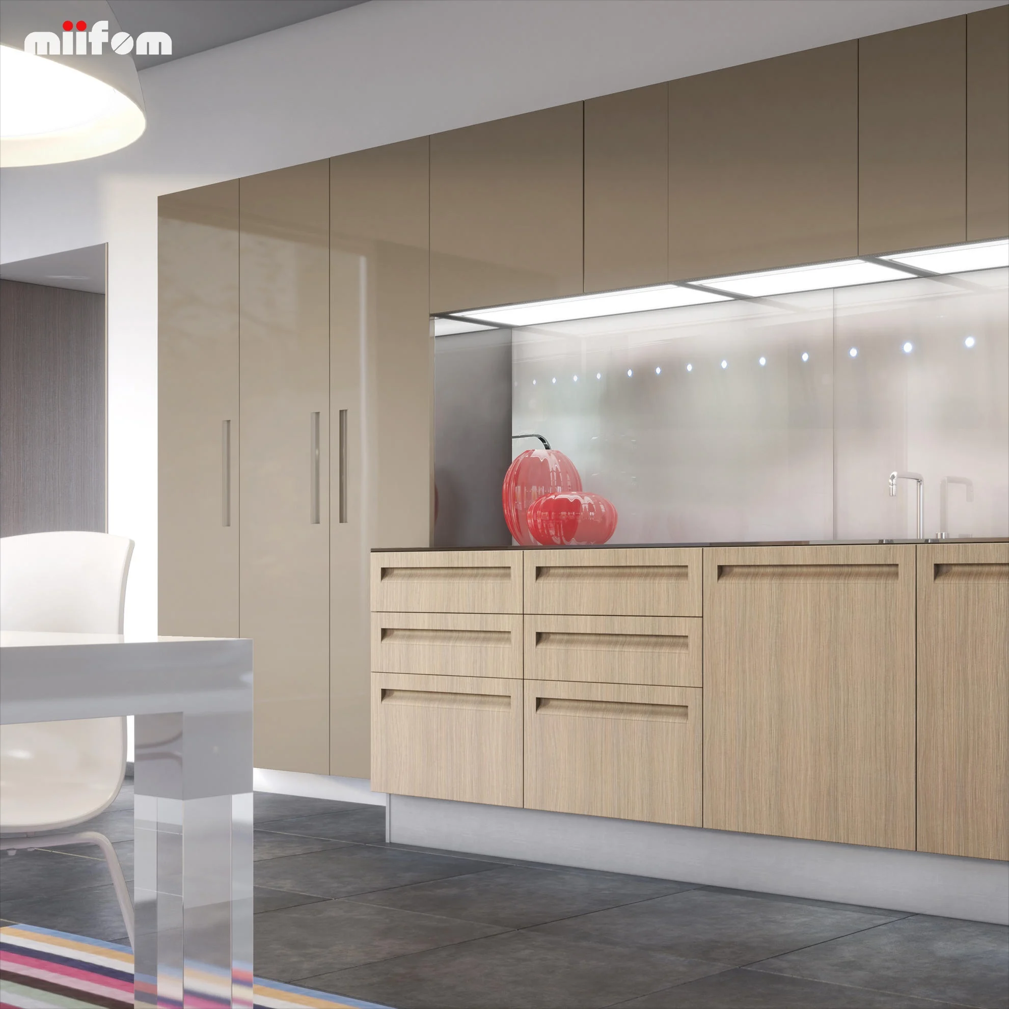 Gold High Gloss Lacquer Kitchen Cabinets A Straight Line Custom Cabinet