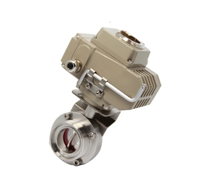 Sanitary stainless steel DN100 and 4 inch electric control butterfly valve with electric actuator
