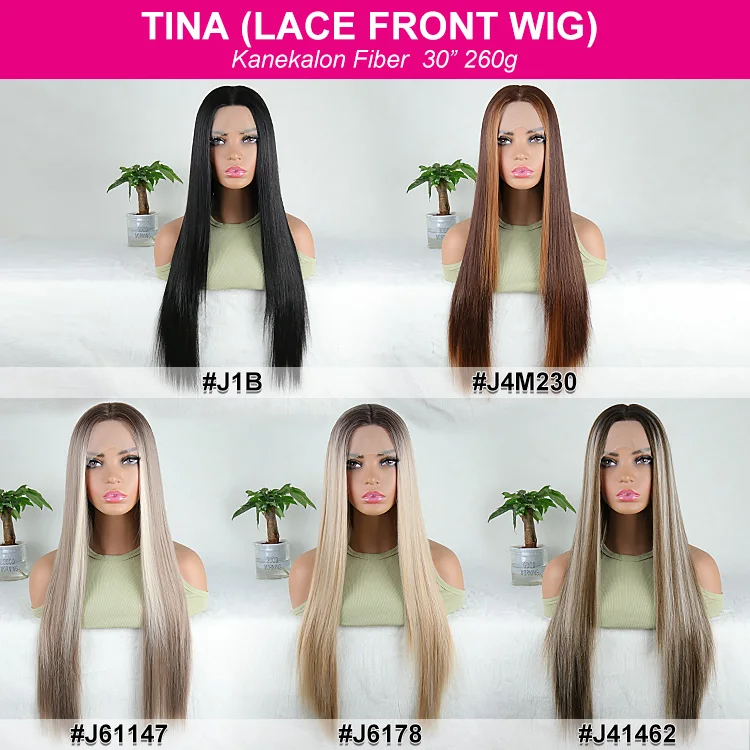 Julianna Hair New High Quality Premium Fiber Heat Resistant Natural Long Straight 30 Inch Ombre Blonde Synthetic Lace Front Wigs