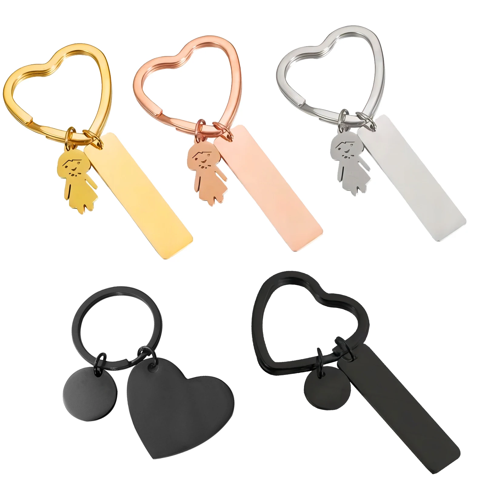 Factory Cheap Wholesale Custom Logo Metal Key Chain Souvenir Gift  Square Rectangle Round Heart House Shaped Metal Blank Keychai
