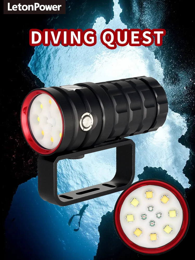 13000 lumens Scuba Diving Torch 120M diving depth Led Flashlight Portable Powerful Type-C  Charging  diving flashlight