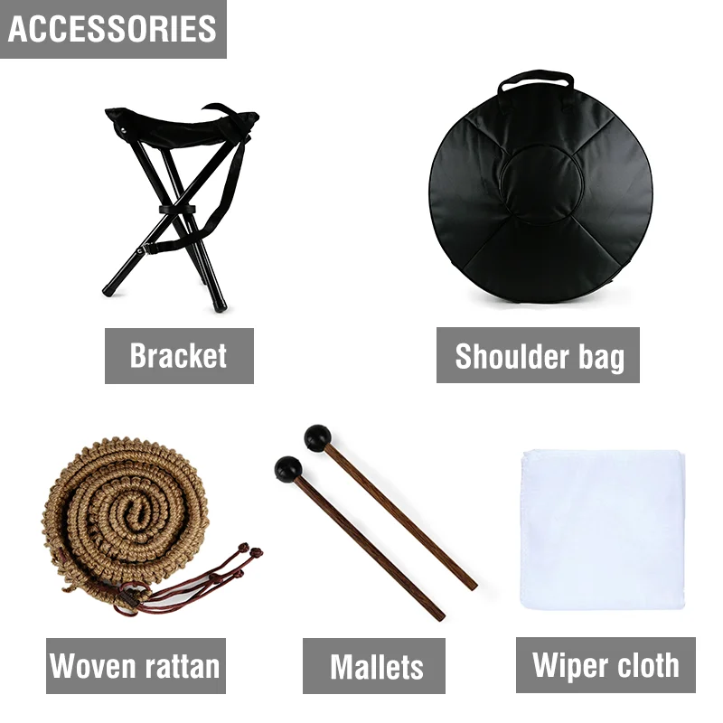 Factory Mini Handpan Drum 18 Inch G Key Percussion Instrument Hand Pan 18 In 9 Notes With Stand