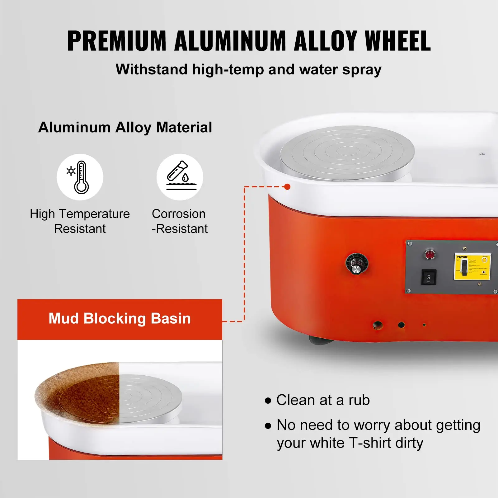 Xin Bowen Electric Pottery Wheel with Foot Pedal ABS Basin Electric Pottery Wheel 350W 110V for Ceramic Work Clay Art Craft