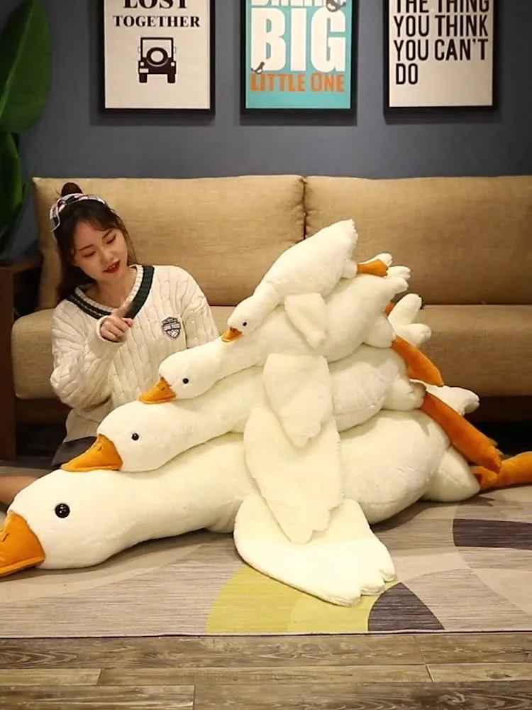 Wholesale custom stuffed animals duck soft toy big white goose duck plush pillow gossifleur