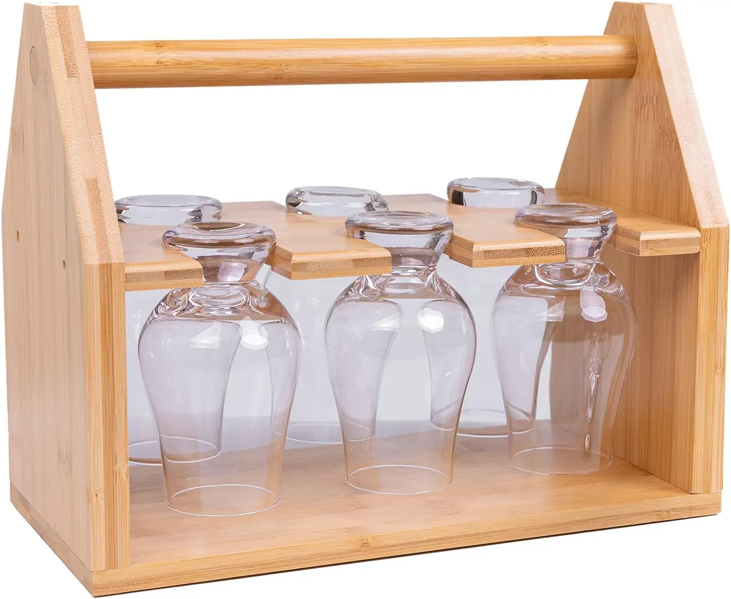 High quality Wholesale Bamboo Caddy Compatible with Glencairn Whisky Glasses Whiskey Glass Holder Rack