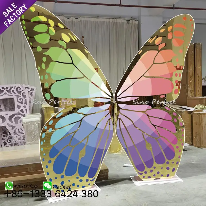 Sino Perfect Colorful Acrylic Butterfly Shape Backdrops Wedding Decoration Stage Party Supplies Event Backdrop