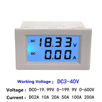 D85-3051 DC Digital Voltage & Current Meter dual display DC200V 600V 10A 50A 100A digital display DC voltage and current meter