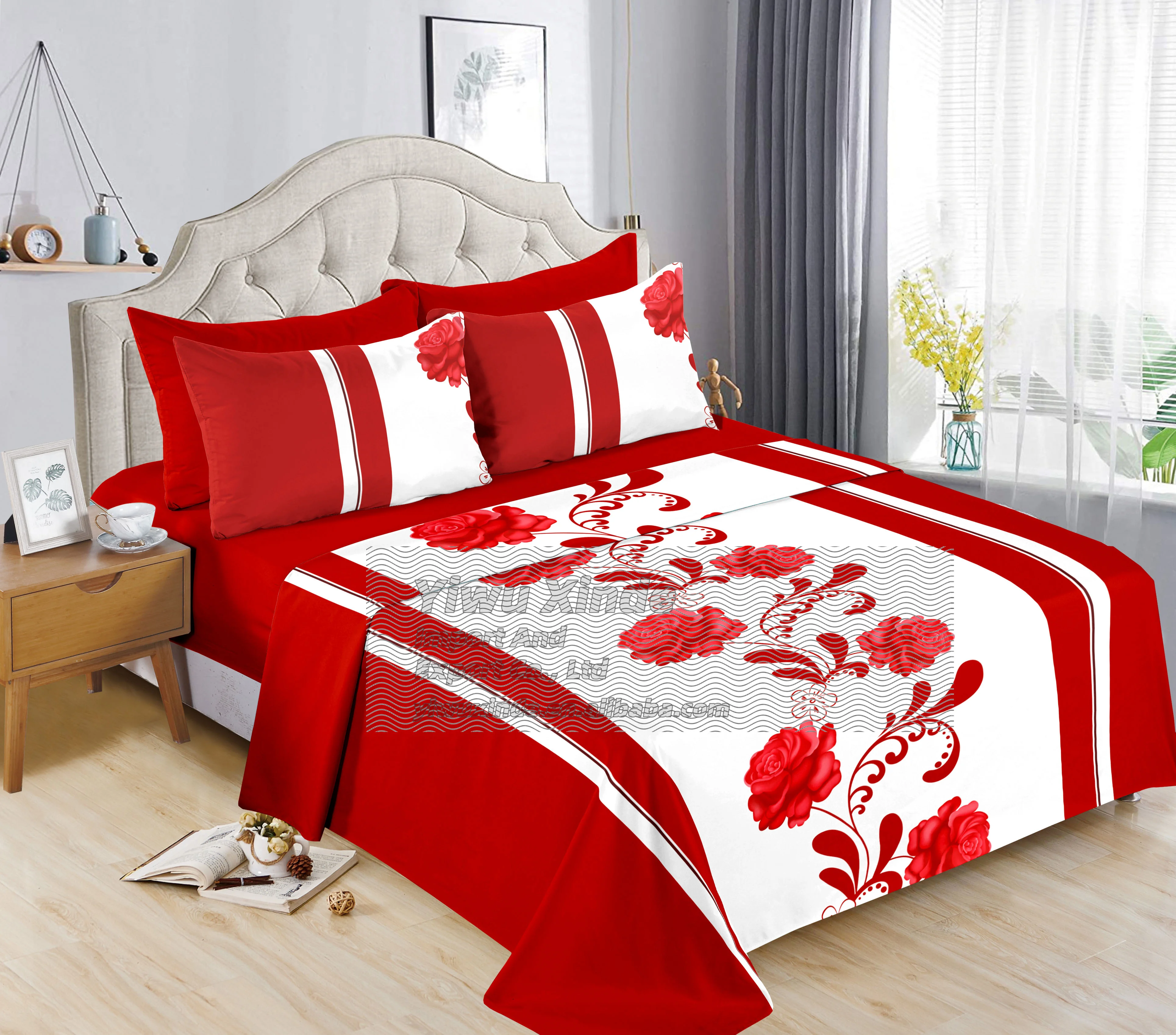 Ready to Ship 2200 Series 6Pieces Sheet Set with Pillowcases in King Size Microfiber 90-100GSM High Quality for Hotel