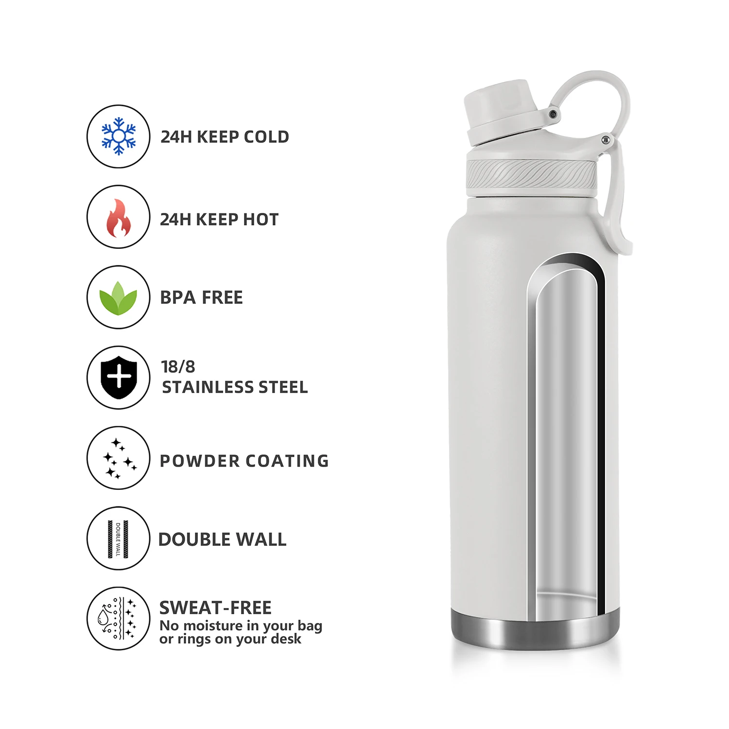 32OZ double wall  vacuum insulated stainless steel water bottle metal vacuum flask stainless steel sports water bottle