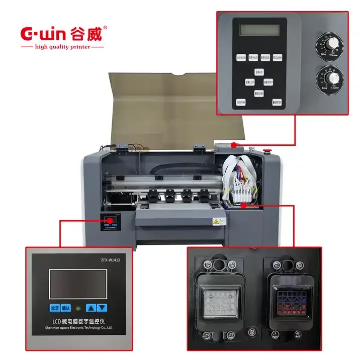 Gwin 7 Colors XP600 Dual head T-Shirt Printing Machine 30cm A3 DTF Printer with Powder Shaker and Dryer