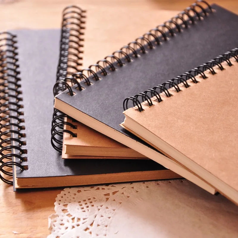 cheap bulk custom spiral notebook a5 kraft paper hardcover sketchbook journal factock note book for students