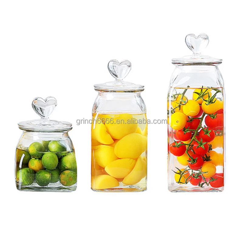 heart shape glass candy jar Glass Heart Jars food storage container with heart shape lid Best Wedding Party Favors 2022