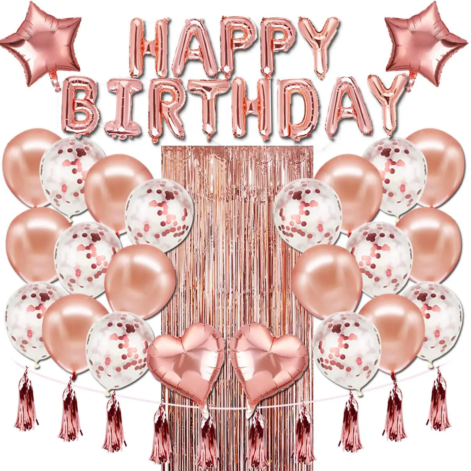 2022 baby Gold Happy Birthday Balloons Banner Rose Gold Birthday Party Decoration set kids