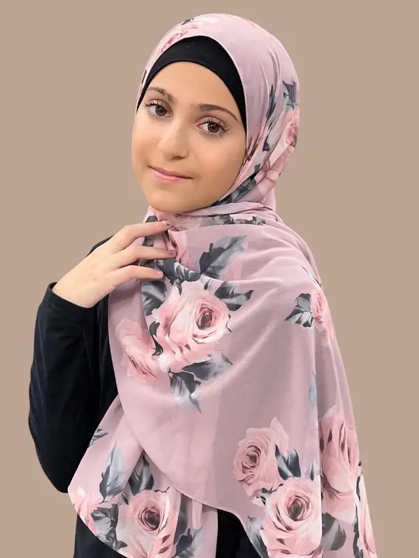 Hot Selling Muslim Women Tudung Breathable Soft Floral Wraps Head Scarf Luxury Printed Chiffon Hijabs