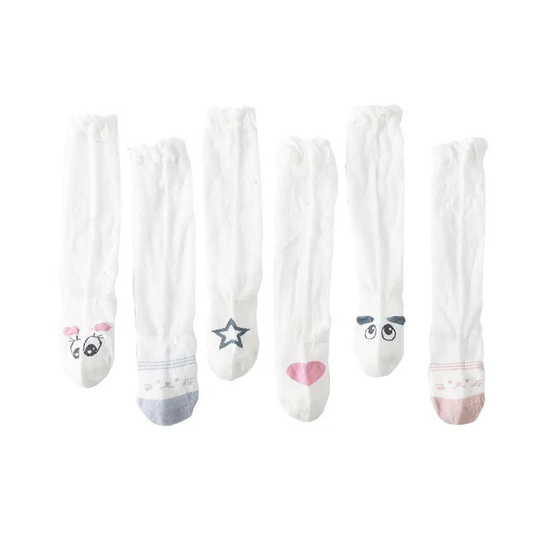 Summer mesh thin cotton boneless baby stockings Korean cartoon ice silk baby mosquito proof socks baby knee socks