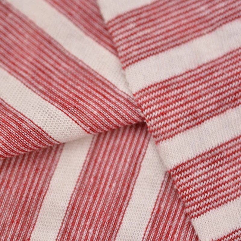 Spring and Summer Cotton Linen Striped Single Jersey Fabric Yarn-dyed in Stock