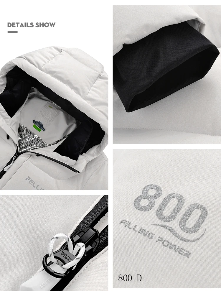 PELLIOT Custom Thick 800 Fill Power  puffer men Winter Snow White Duck Down bubble Jacket coat