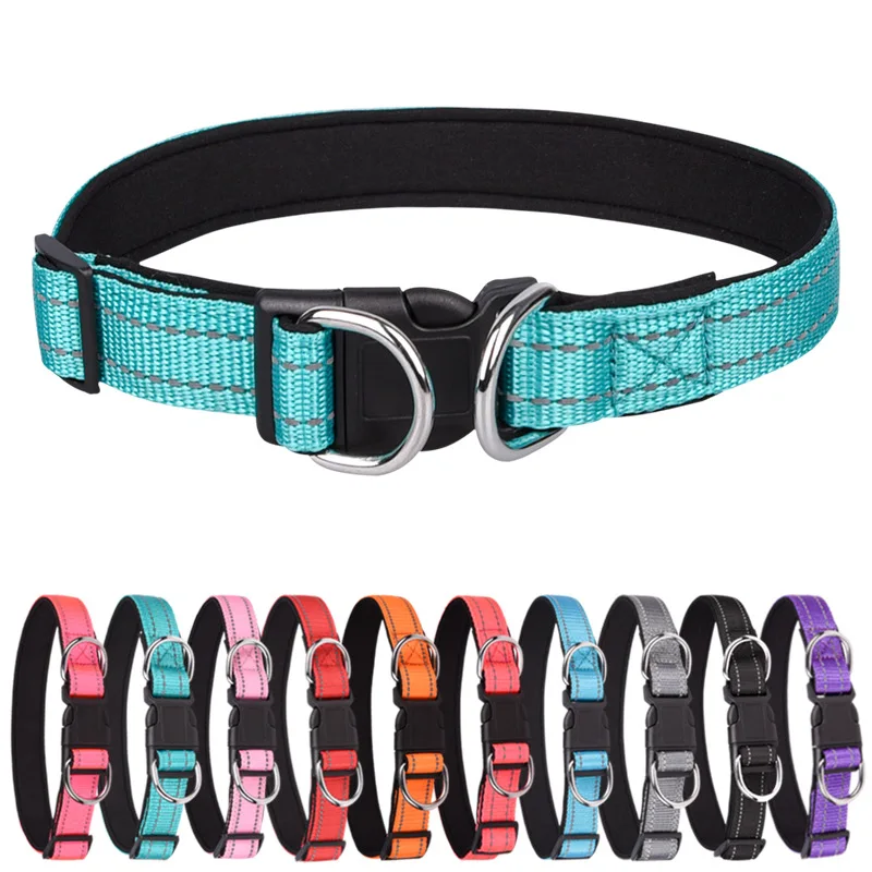 New Plain Adjustable Medium and Large Dog Nylon Reflective Collar