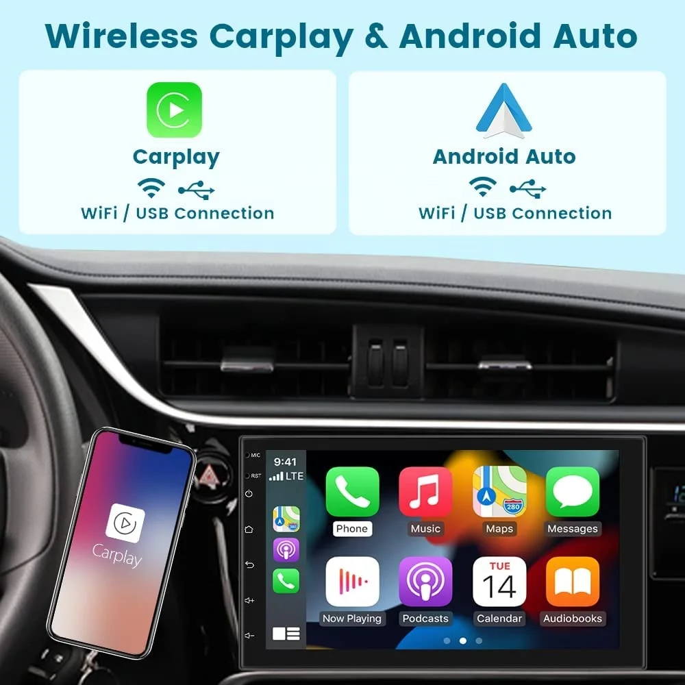 Автомагнитола Podofo 2 Din Android 1 + 32/2 64 ГБ 7 дюймов