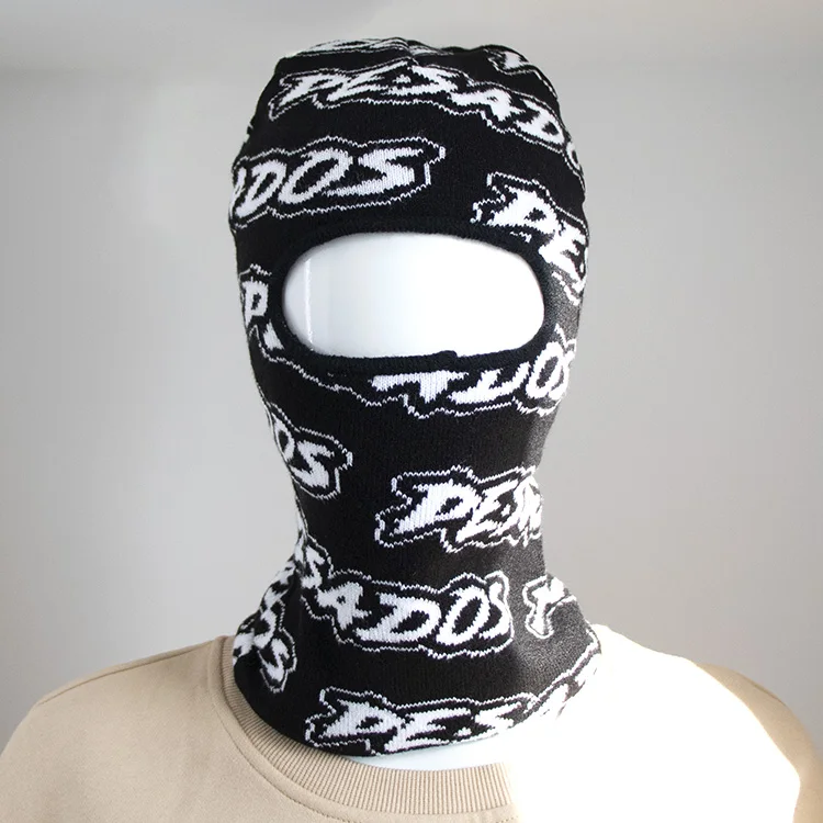 manufacturers designer black knitted custom logo one hole balaclava ski mask