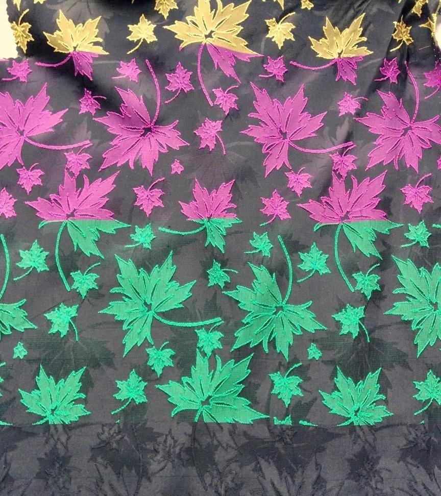 192gsm maple leaf design custom colored accepted yarn dyed woven brocade clothing fabric