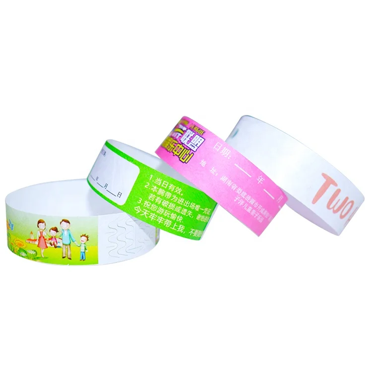 Water proof disposable gliding printable paper tickets wristbands id bracelets for events with high performance