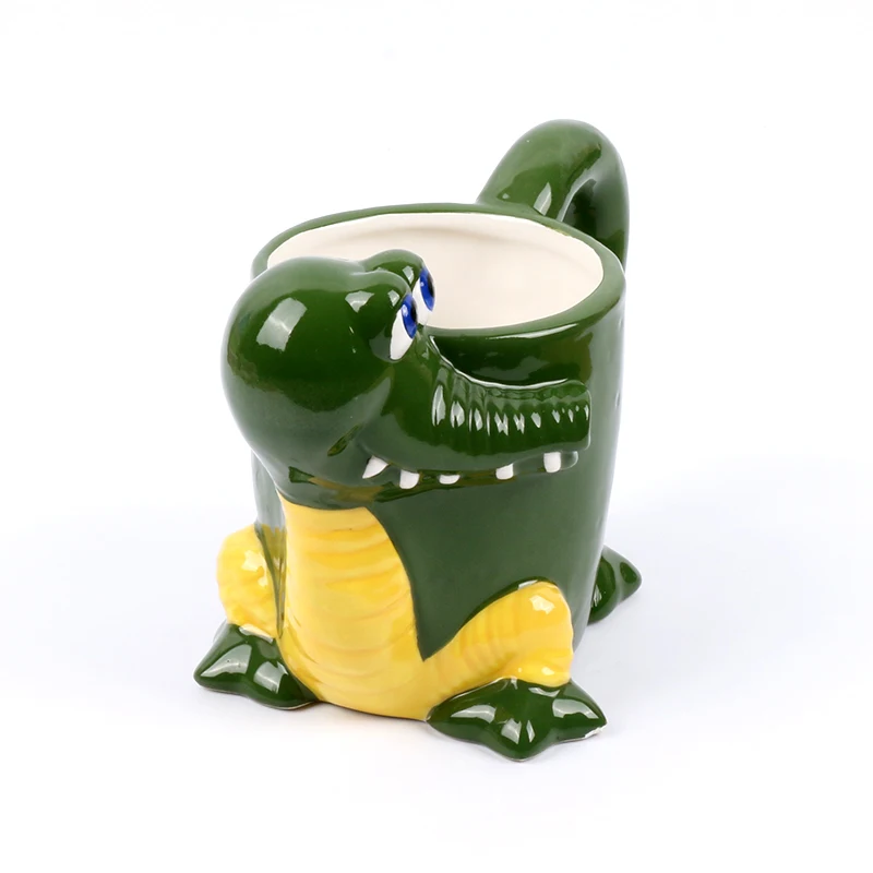 Handmade creative cute milk coffee mugs factory custom 3d animal mug crocodile shape cup