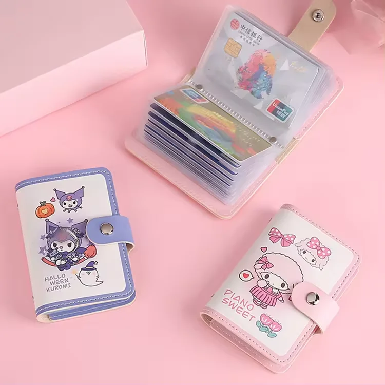 acrylic id card holder cute retractable mini leather credit card holder soft pu credit card organizer for women and girl