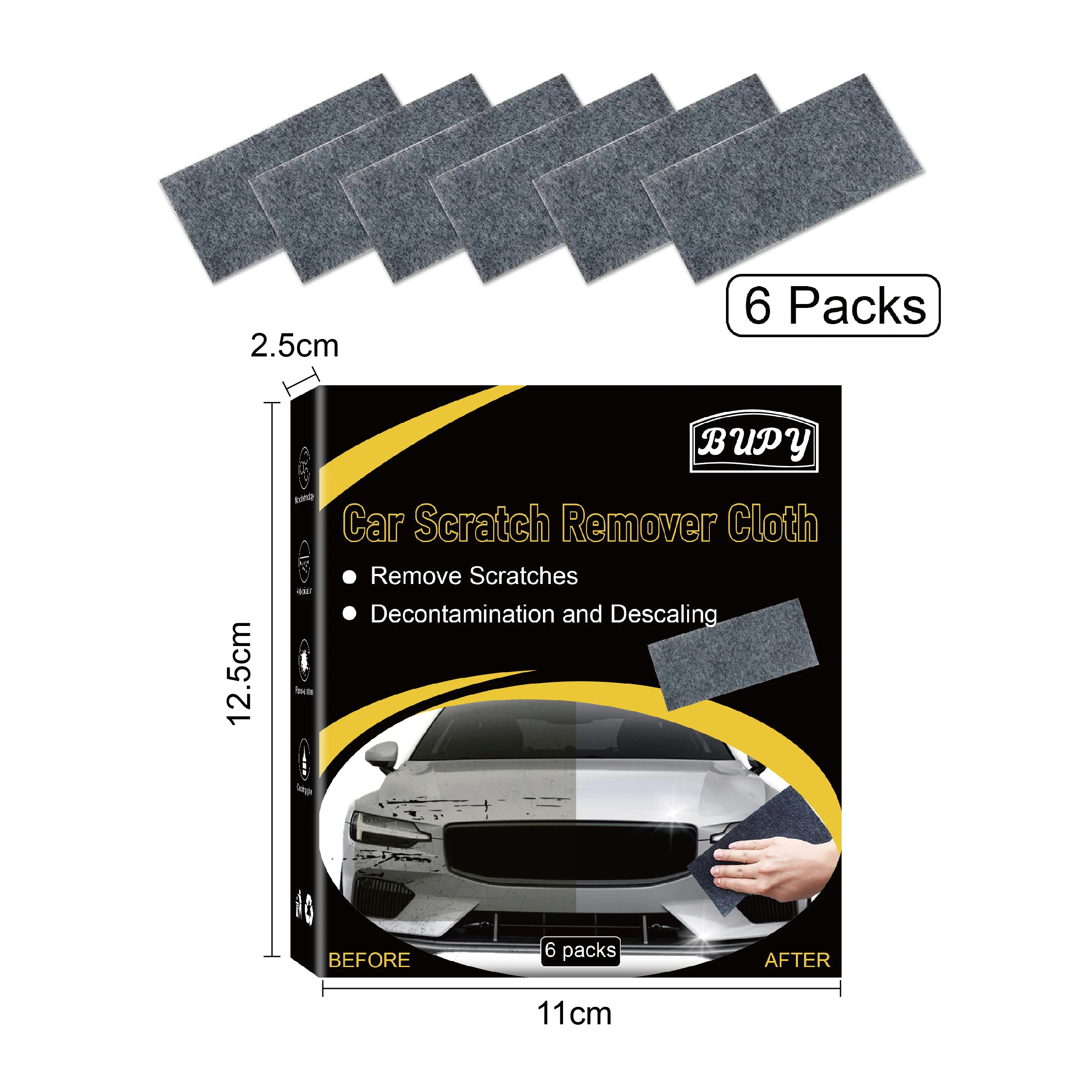6pcs Car Scratches Repair Nano Sparkle Cloth Scratches Car Paint Residues Cleaning Cloth Towel Anti-scratch For Car