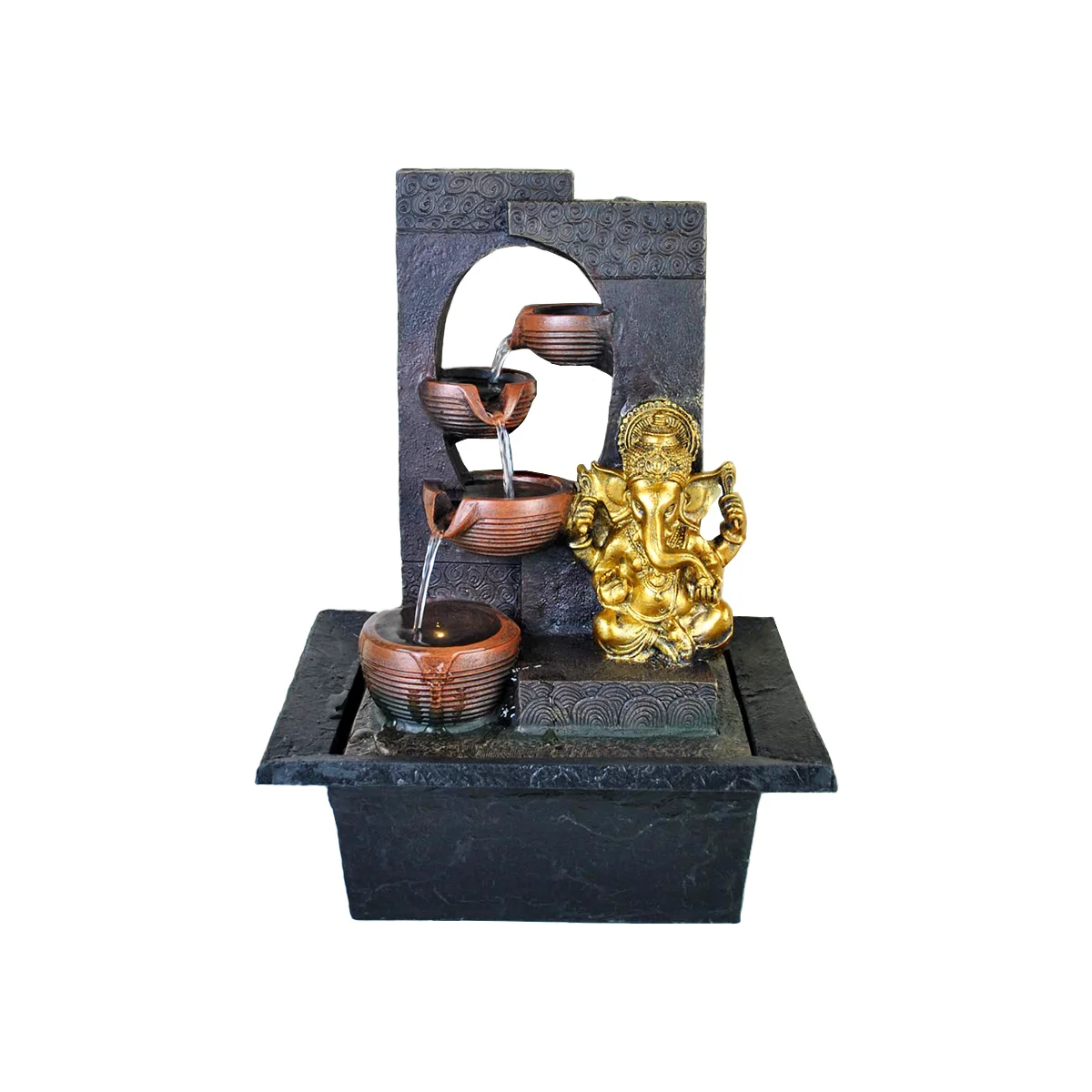 India Ganesha Buddha Statue Water Fountain Indoor Home Decor Stylish Feng Shui Resin Statuary
