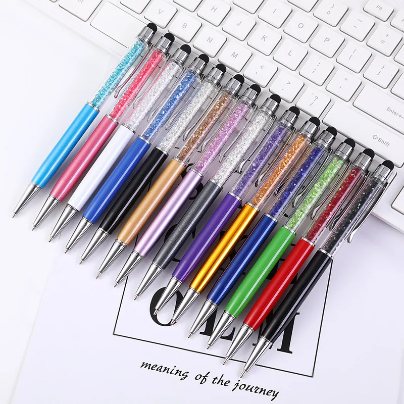 Metal Crystal Diamond Pen Korean Stationery Handwriting Capacitance Rhinestone Screen Ballpoint