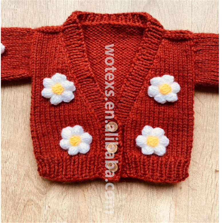 DC033 High quality custom Doll Clothes Hand flower  knitted Purple color Sweater  fit 12 - 13 inch dolls