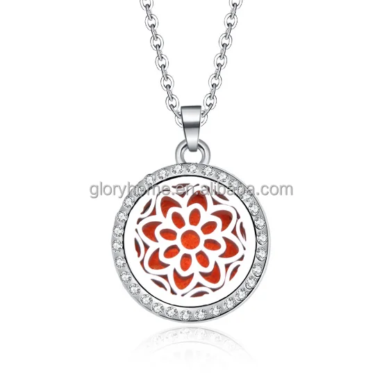 Newest Aromatherapy Essential Oil Diffuser Necklace Tree of Life Pattern Stainless Steel Locket Pendant Car