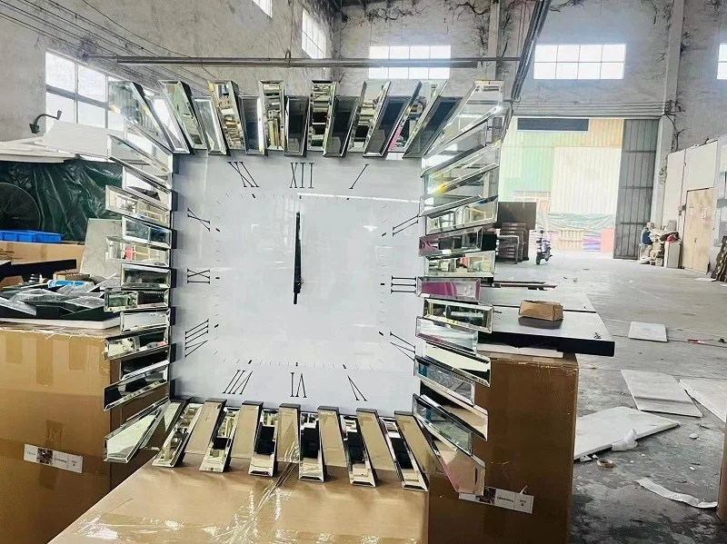 Foshan newgood round mirrored wall Clock Wall Clock for Wall Clocks Decoration