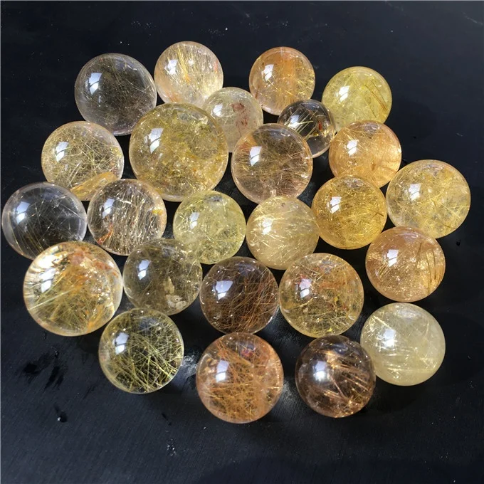 Высокое качество Рок камень натуральный кристалл золото волос хрустальный шар рутиловый кварц браслет мяч для подарка