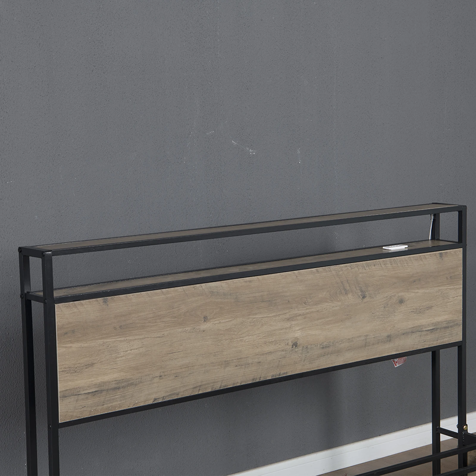 Willsoon Modern Design Metal Bed Wooden Headboard Solid wood metal LED bed Double size