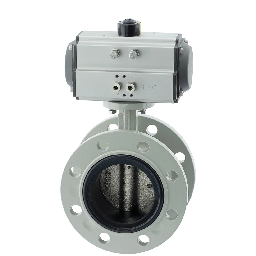 10 inch double offset dn250 centerline pneumatic flange soft seal ductile iron sewage butterfly valve