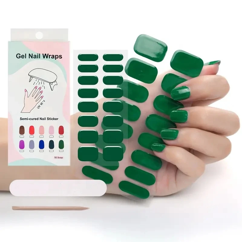 factory nail supplier New designs custom semi cured gel nail polish sticker wraps