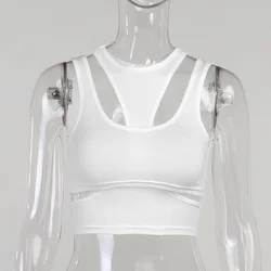 YIWU QIUUDN Sexy 2023 Fall Clothes Black White Stitching Hollow Casual Women Shirts Two Piece Set