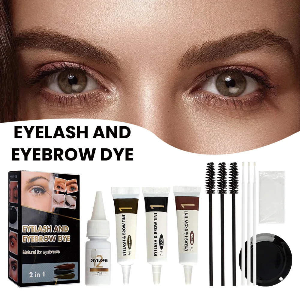 OEM ODM Hybrid Eyebrow Dye Tint Black Brown Light Brown Lash Hybrid Eyebrow Tint Dye Kit Eyebrow Tint Kit