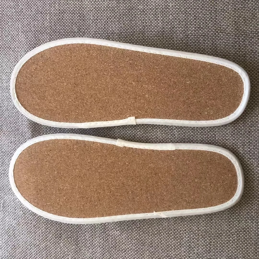 eco-friendly disposable unisex hotel spa Cork Coconut Fiber sole canvas indoor slipper