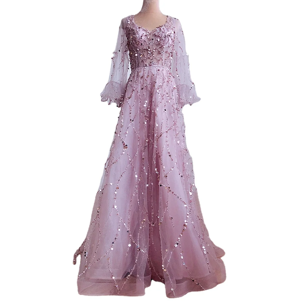 European and American/African New Gold Heavy Industry Nail Beads Luxury Evening Dress Sexy Celebrity Empress Long Dress