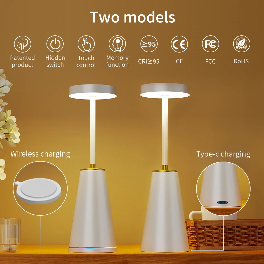 Multifunctional european table lamp rechargeable for phone watch earphone desk lamp wireless charger base bedroom living room