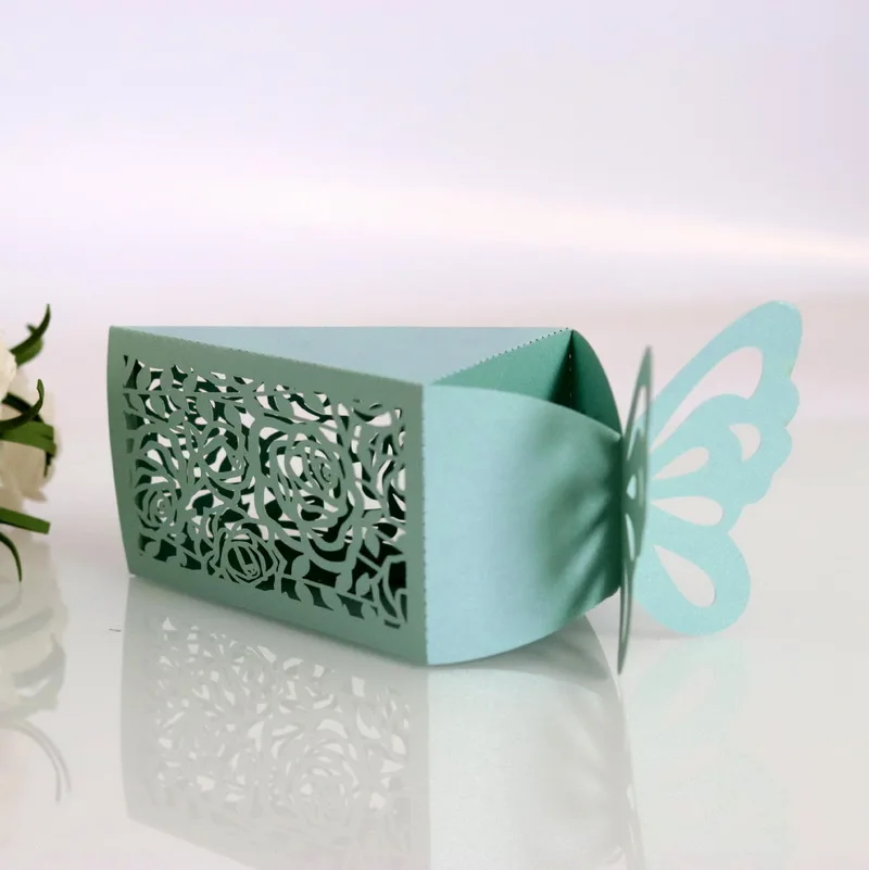 Triangle Laser Cut Butterfly Wholesale Sweet Box Paper Chocolate Candy Gift Box