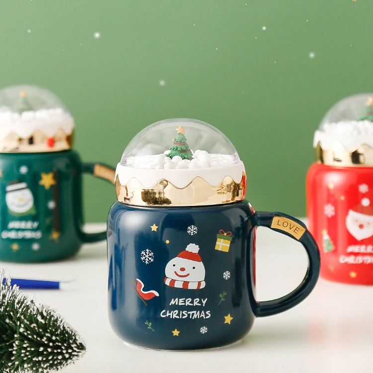 Christmas Gift Ceramic Cup With Cover Micro Landscape Corporate Office Giveaways Business Gifts Ceramic Coffee Cup