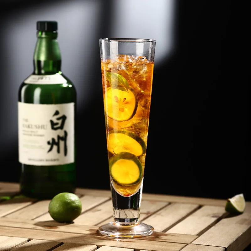 V Shaped 13oz Clear Tall Footed Glass Pint Beer Iced Tea Ice Cream Juice Cocktail Mojito Milk Shake Drinking Glasses Cups