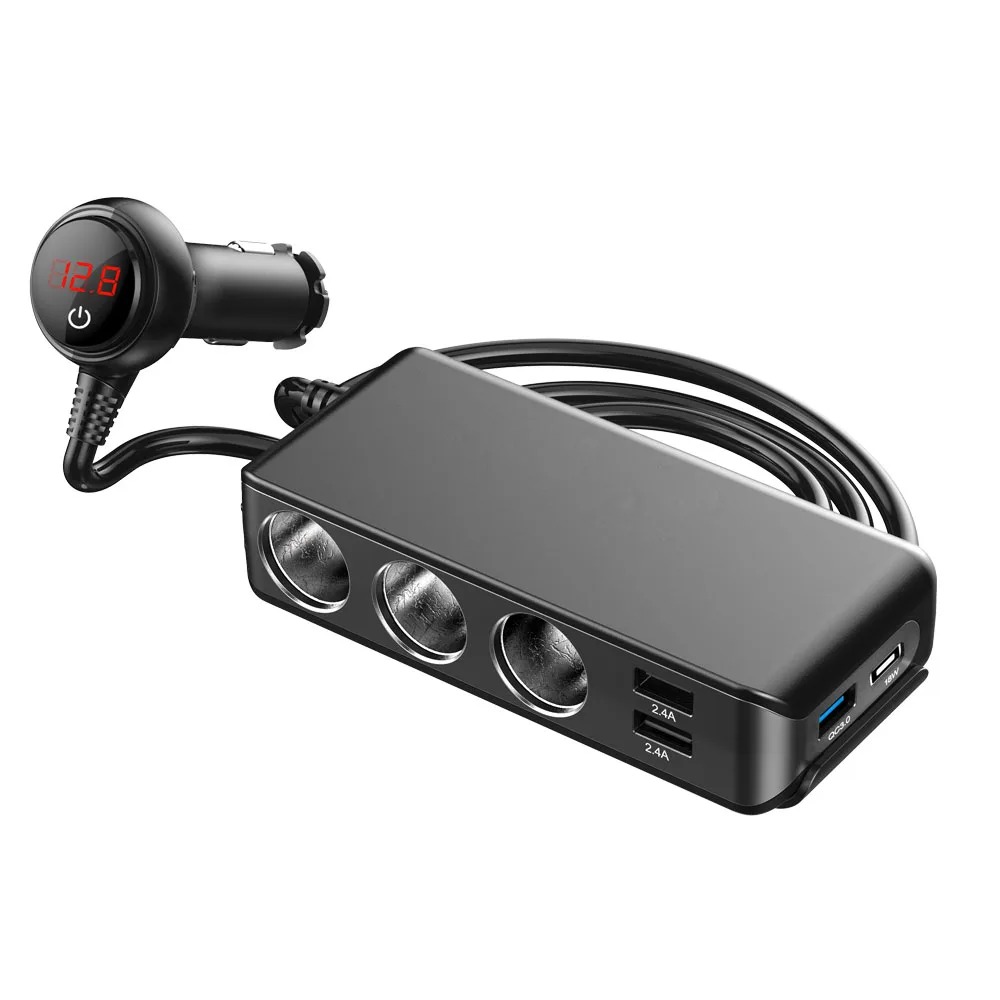Gadget Electronic 2020 Smartphone Power Adapter DC24V 3 Way Splitter Sockets 4 USB Quick Charge Car Charger