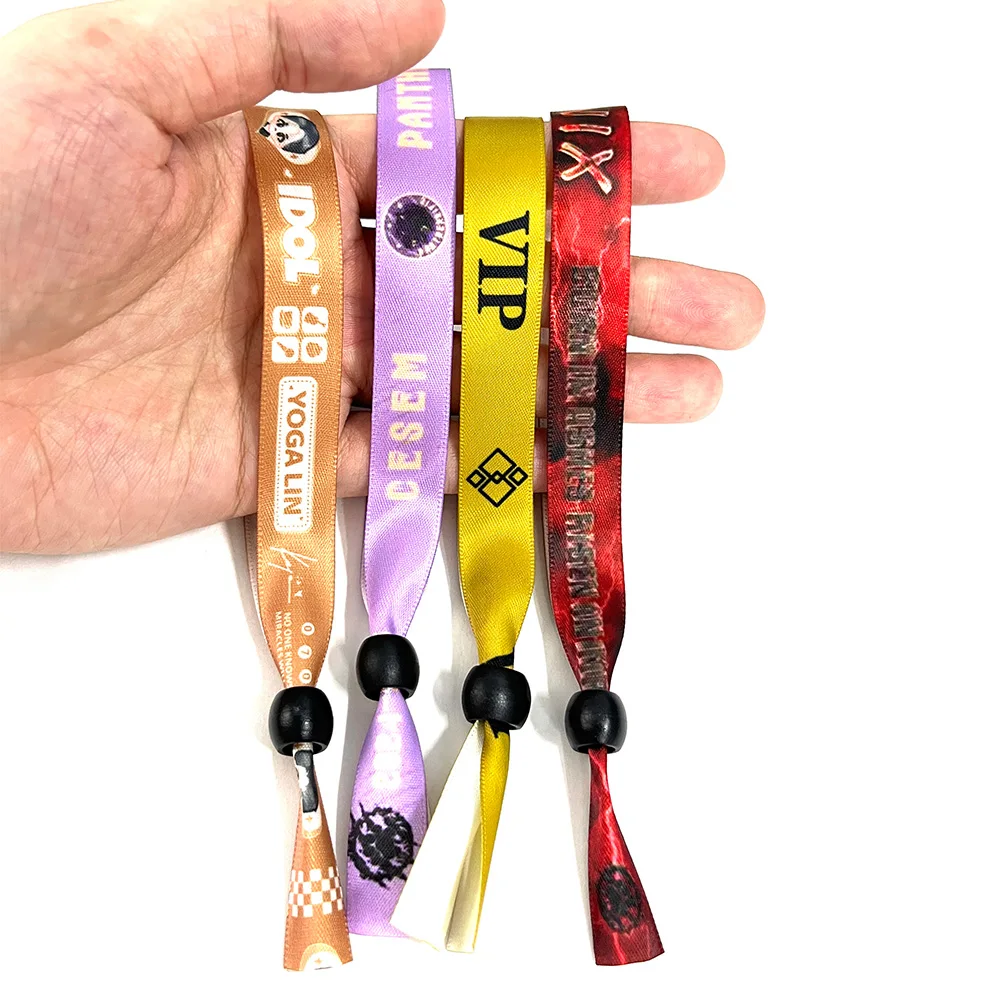 2024 New Fashion 1.5cm Ribbon Wrist Band Custom Logo and Color Sublimation Printing Factory Sales Barbed Bead For Sales