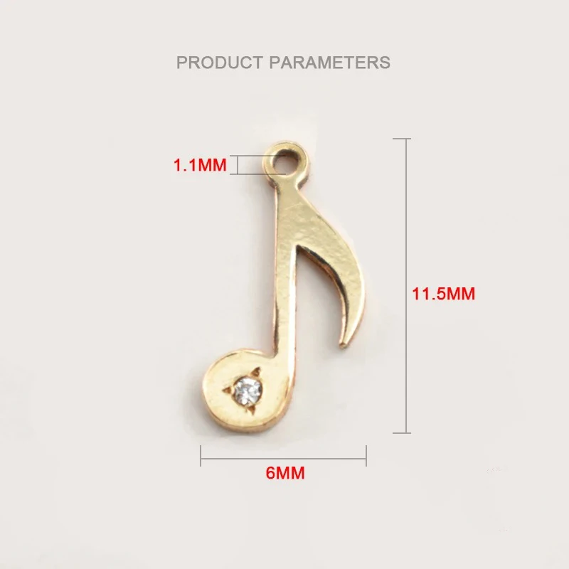 Luxury Jewelry Accessories Real 14K Gold Filled Music Note Symbol Charm 11.5*6mm Melody Zircon Pendant For DIY Necklace Making
